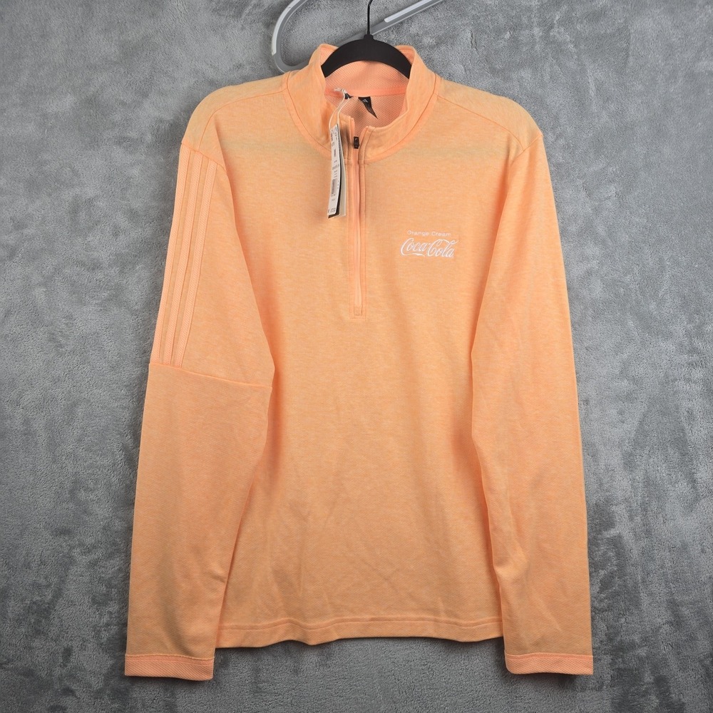 Adidas Coca Cola Orange Cream Golf Sweater Men's Medium Long Sleeve 1/4 Zip NWT